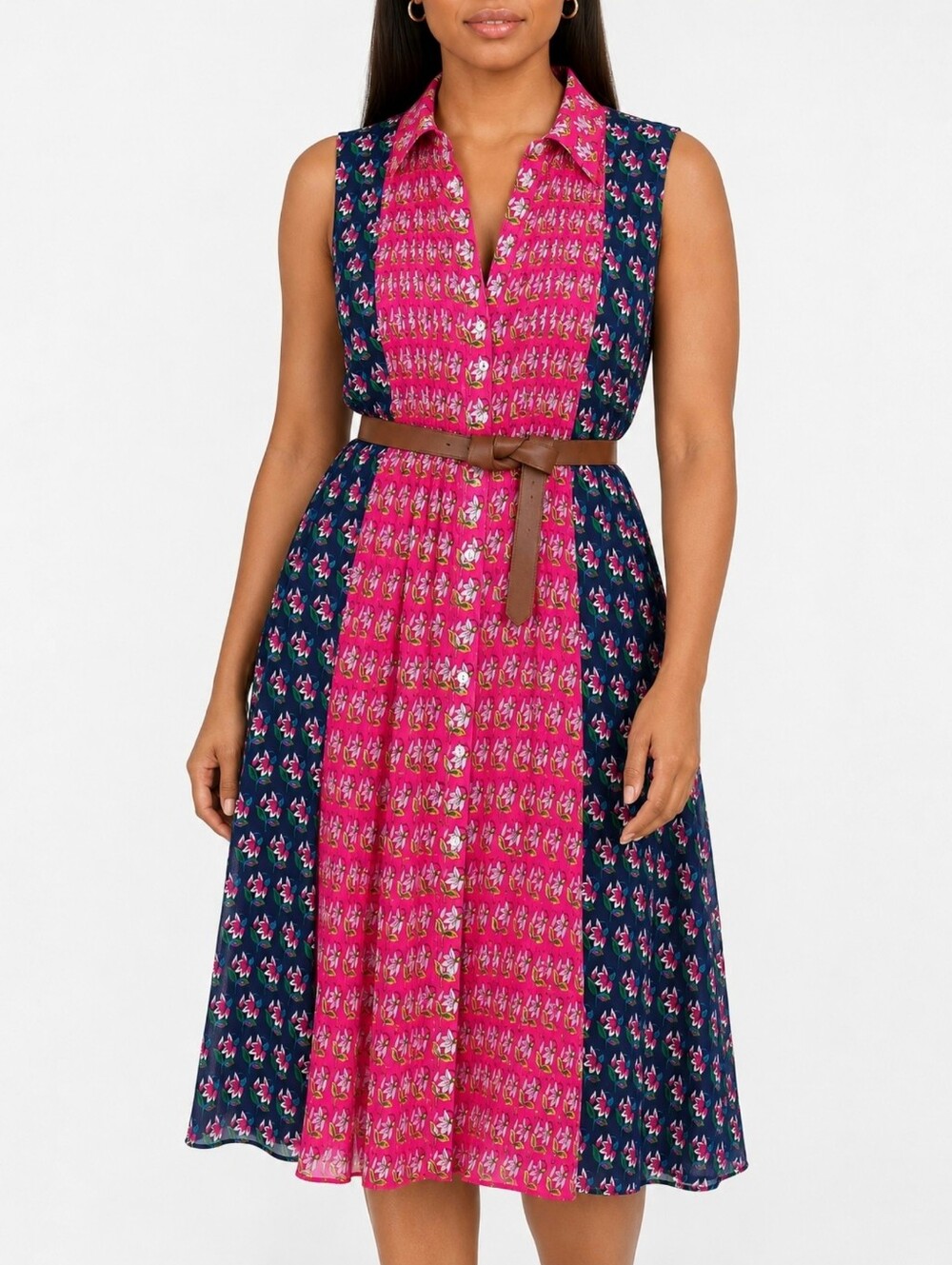 Diane von Furstenberg Nieves 100% Silk Patchwork Shirt Dress 8 Floral Runway